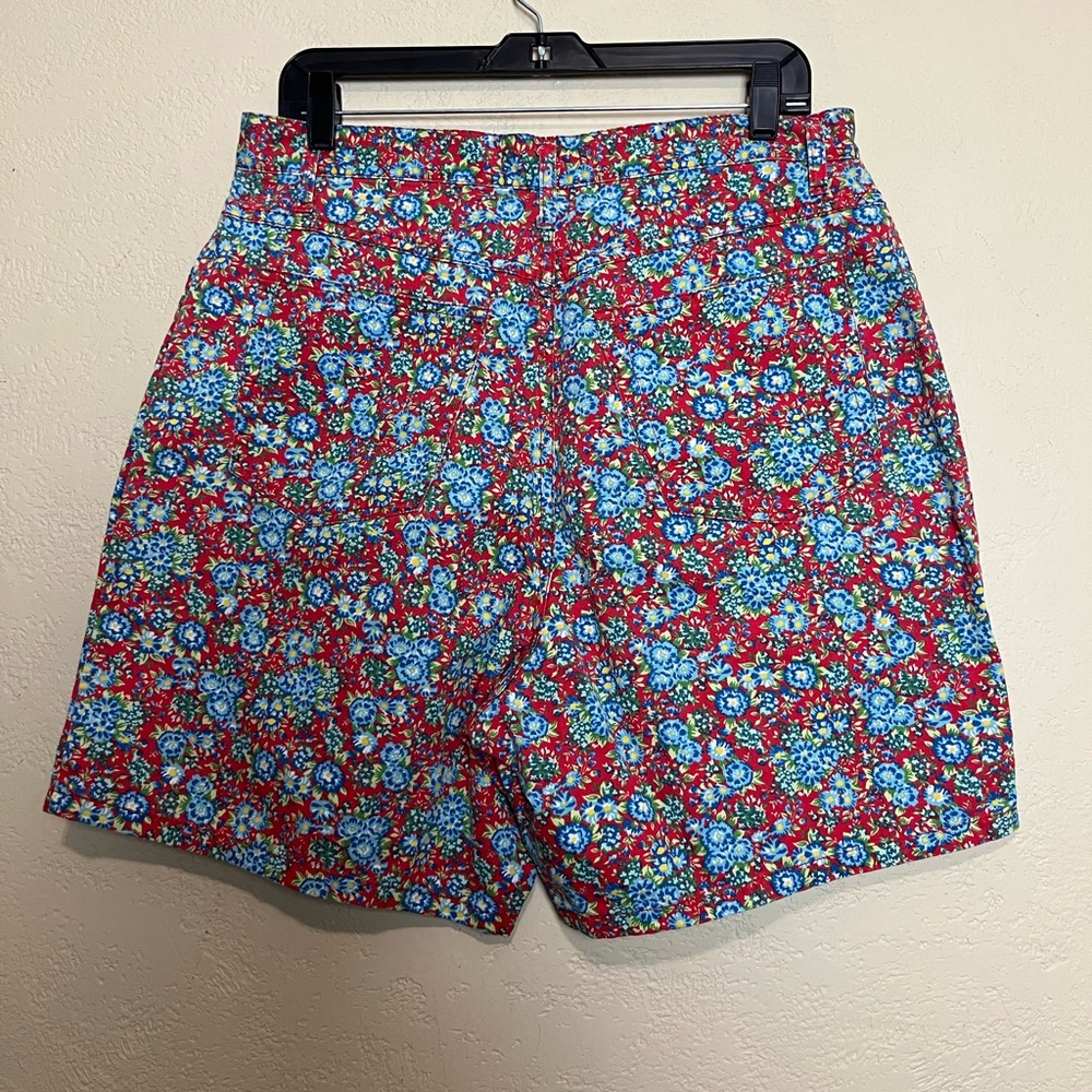 Vintage Cherokee women moms high rise front‎ pleated floral multicolor shorts 14 - Picture 9 of 16